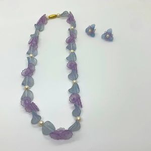 Vintage blue and purple flower bead set